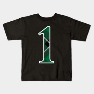 1 Sports Jersey Number Green Black Flannel Kids T-Shirt